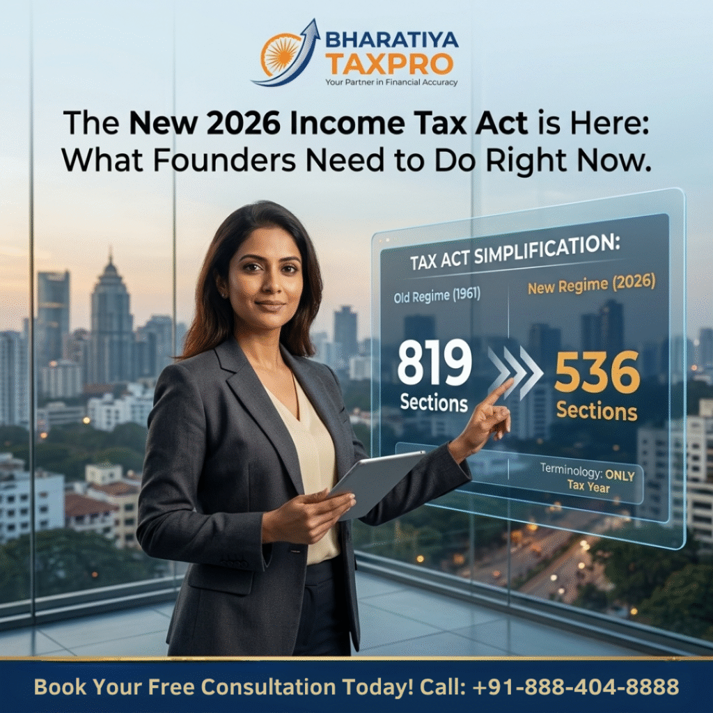 2026 income tax act india founders guide bharatiya taxpro