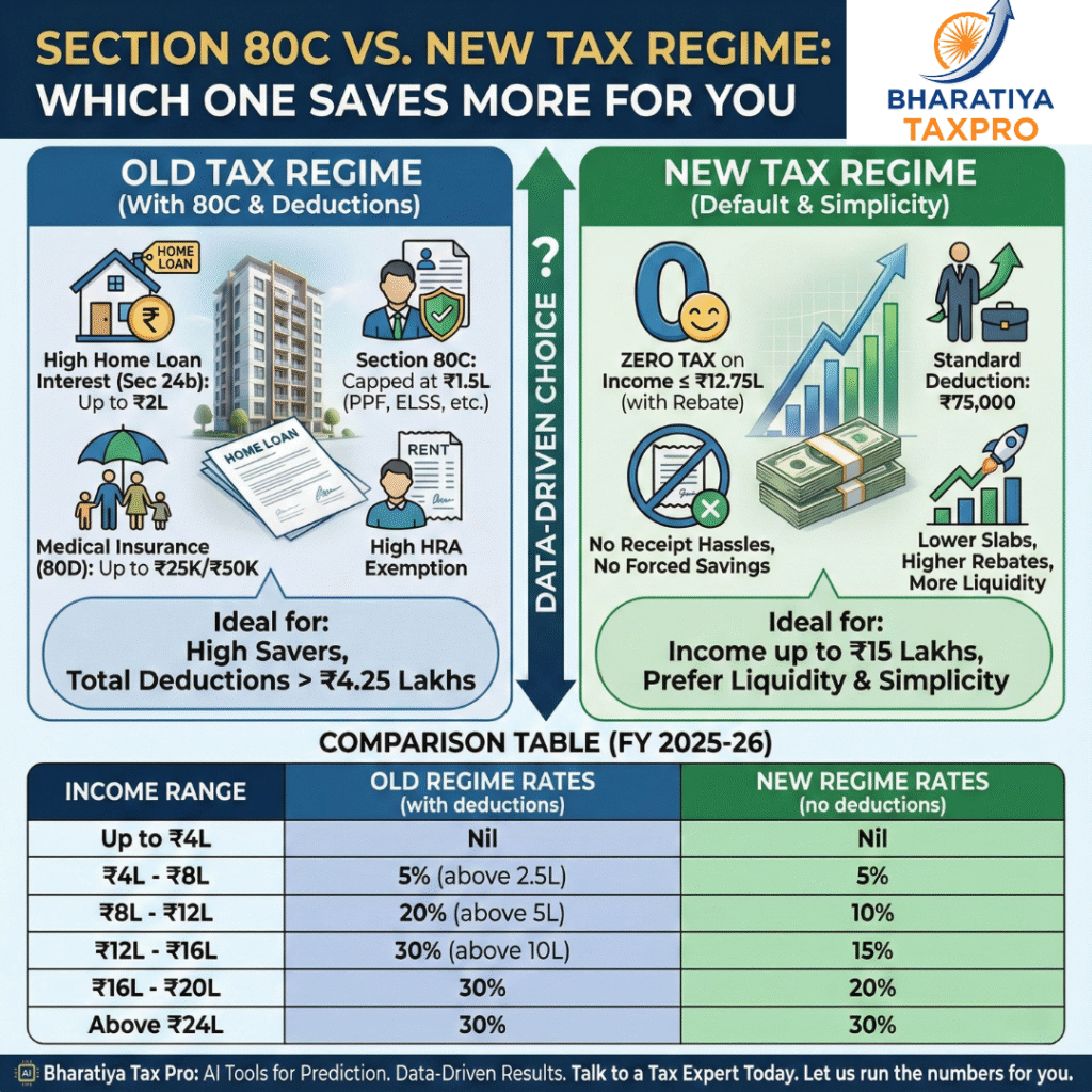 tax regime comparison break even 2026.