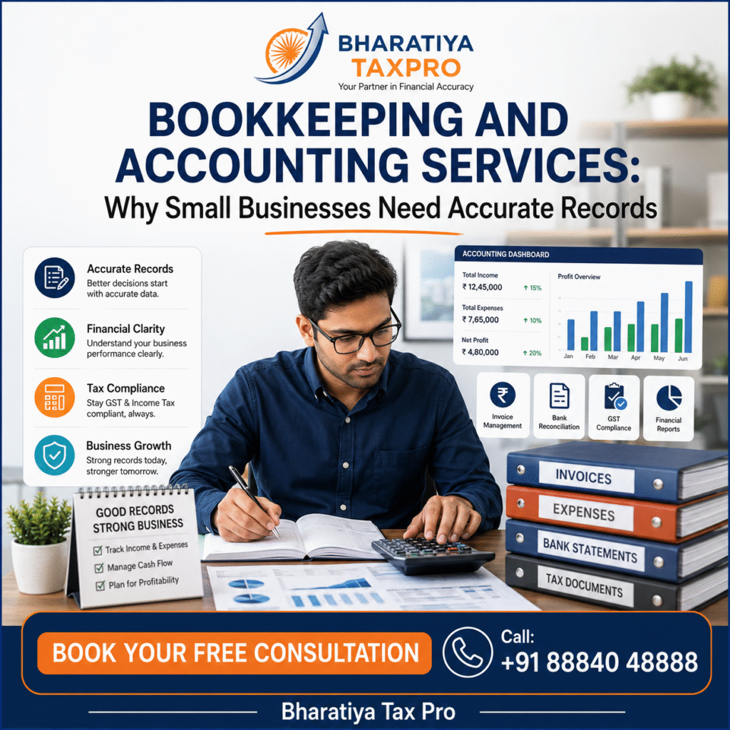 bookkeeping accounting services small business accurate records bharatiya tax pro